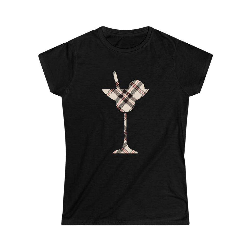  Abby Pattern in Beige and Red Martini Glass Women's Softstyle Tee T-ShirtBlack2XL