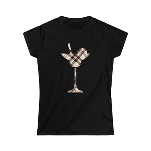 Abby Pattern in Beige and Red Martini Glass Women's Softstyle Tee