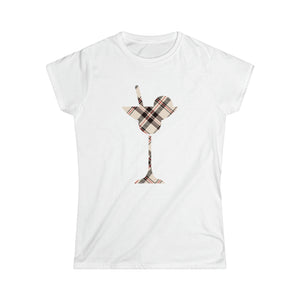 Abby Pattern in Beige and Red Martini Glass Women's Softstyle Tee