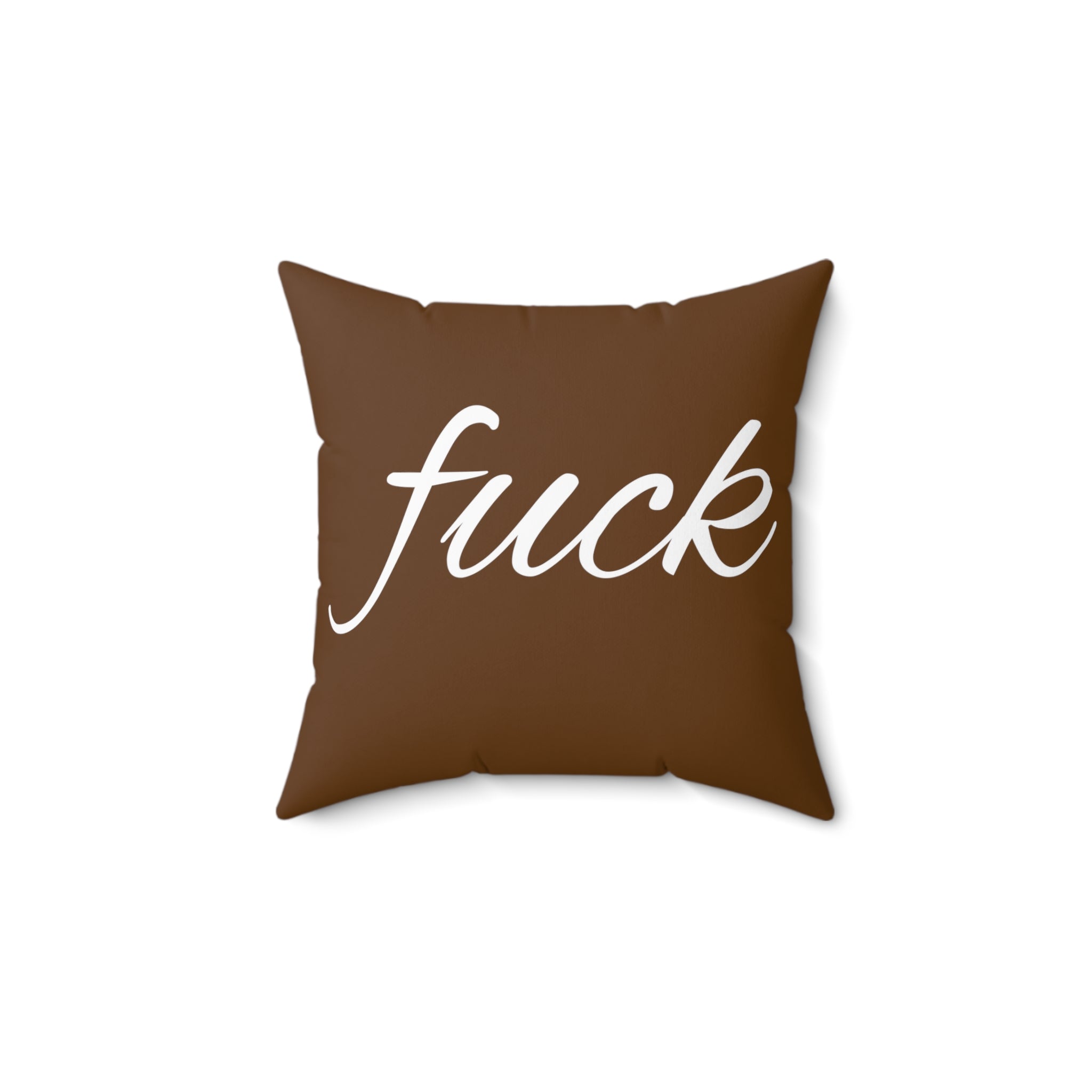  FUCK (Brown) Spun Polyester Square Pillow, Graphic Pillow, Home Decor Home Decor