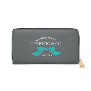 To Terrific and Co. (Silhouette + Bow) Dark Grey Designer inspired Ladies Wallet, Zipper Pouch, Coin Purse, Zippered Wallet, Cute Purse Accessories  The Middle Aged Groove