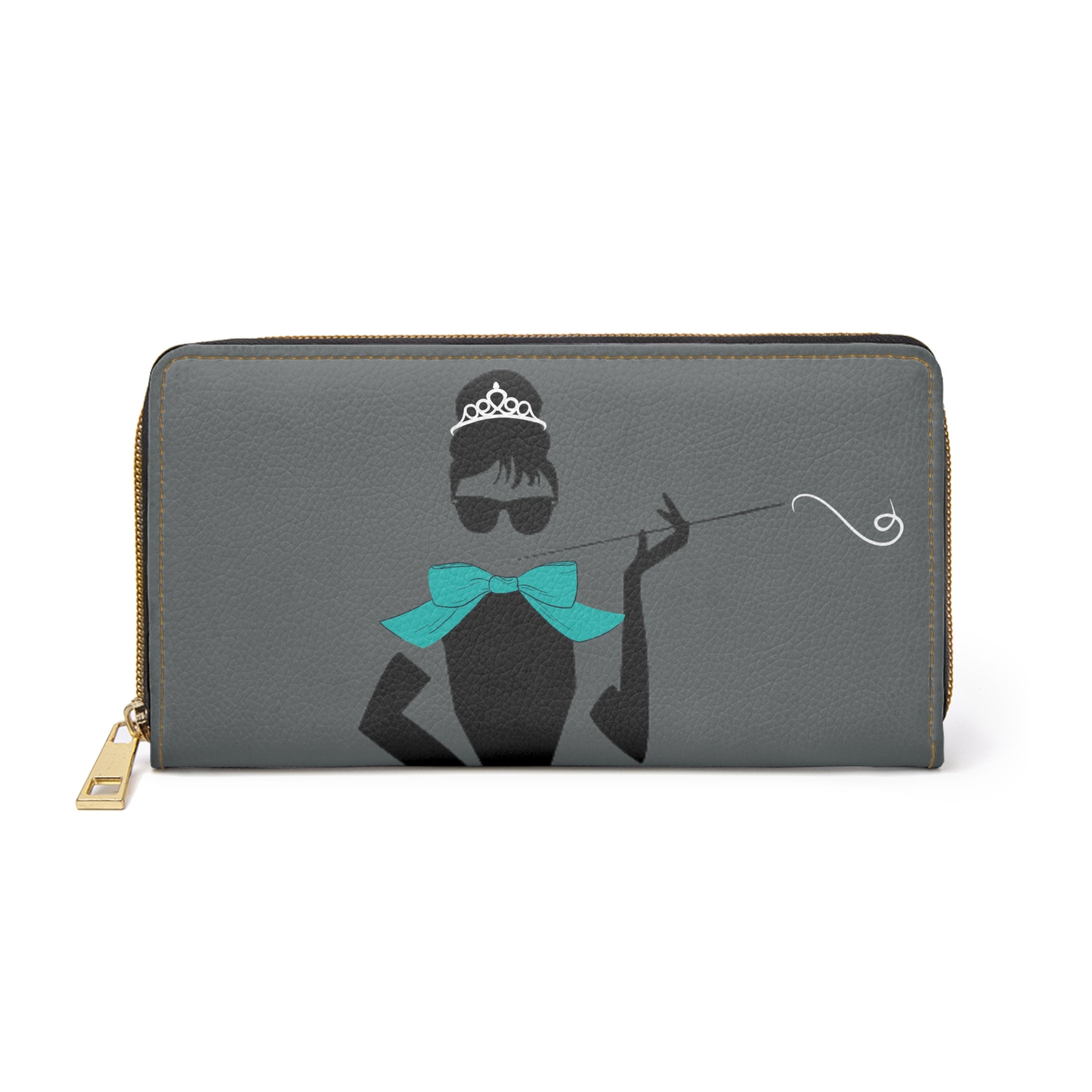 To Terrific and Co. (Silhouette + Bow) Dark Grey Designer inspired Ladies Wallet, Zipper Pouch, Coin Purse, Zippered Wallet, Cute Purse Accessories One-size-White The Middle Aged Groove