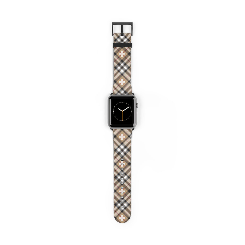  Abby Beige Plaid "Plus Sign" Watch Band for Apple Watch Accessories42-45mmBlackMatte
