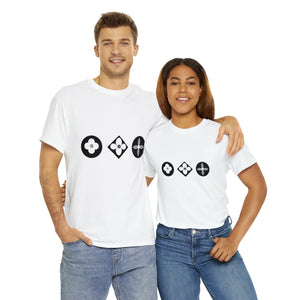 Groove Collection Trilogy of Icons Black and White Unisex Relaxed Fit Heavy Cotton Tee, Gender Neutral TShirt