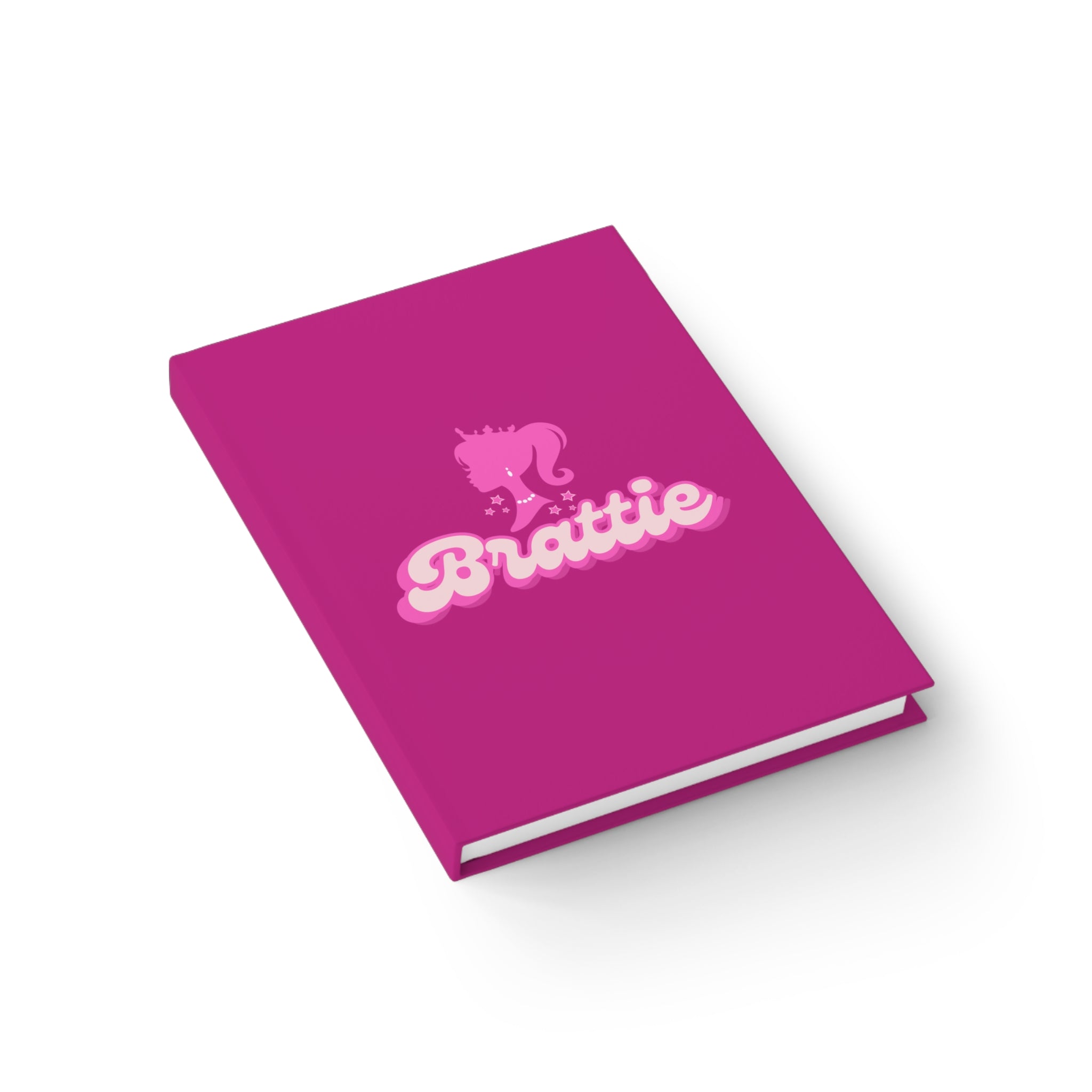 Bright Pink "Brattie" Silhouette Journal - Ruled Line, Lined Notebook, Gratitude Journal