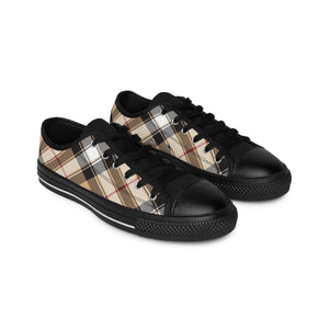 Groove Fashion Collection Large Print Red Stripe Plaid Women's Sneakers