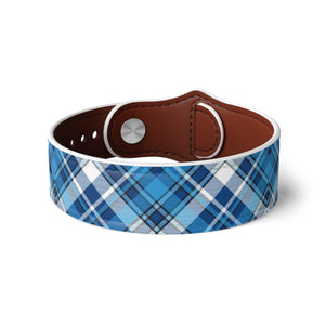 Casual Wear Accessories in Blue Plaid Faux Leather Wristband, Unisex Leather Bracelet, Faux Leather Cuff, Unisex Accessories