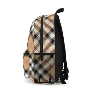  Groove Collection in Plaid (Red Stripe) Backpack, Unisex Plaid Backpack Bags