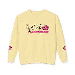 Lipstick + Leadership (Pink Sparkle Lips) Relaxed Fit Lightweight Crewneck Sweatshirt, Makeup Sweatshirt, Beauty Business Sweatshirt Sweatshirt Butter-3XL The Middle Aged Groove