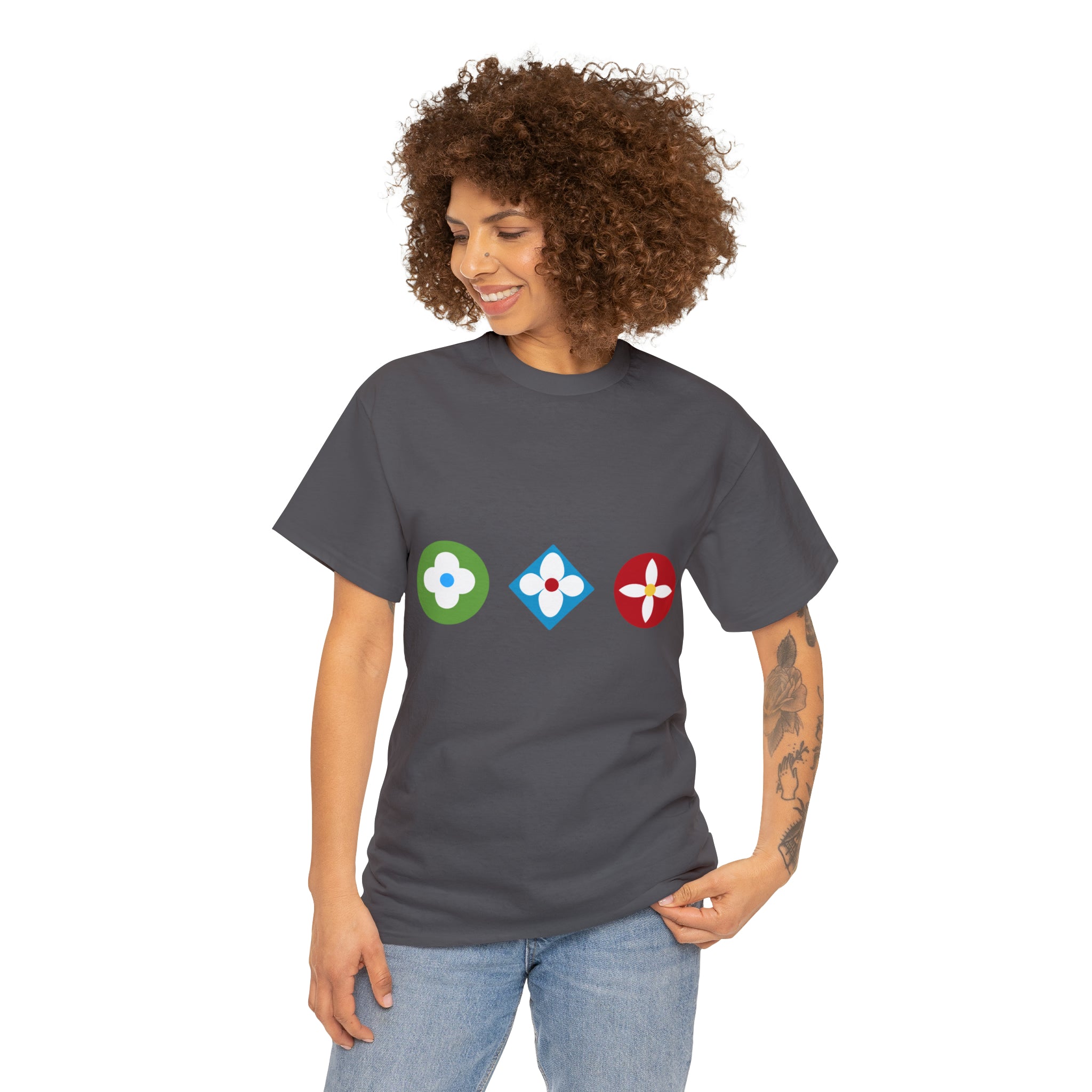 Groove Collection Trilogy of Icons with Red Unisex Relaxed Fit Heavy Cotton Tee, Gender Neutral Shirt