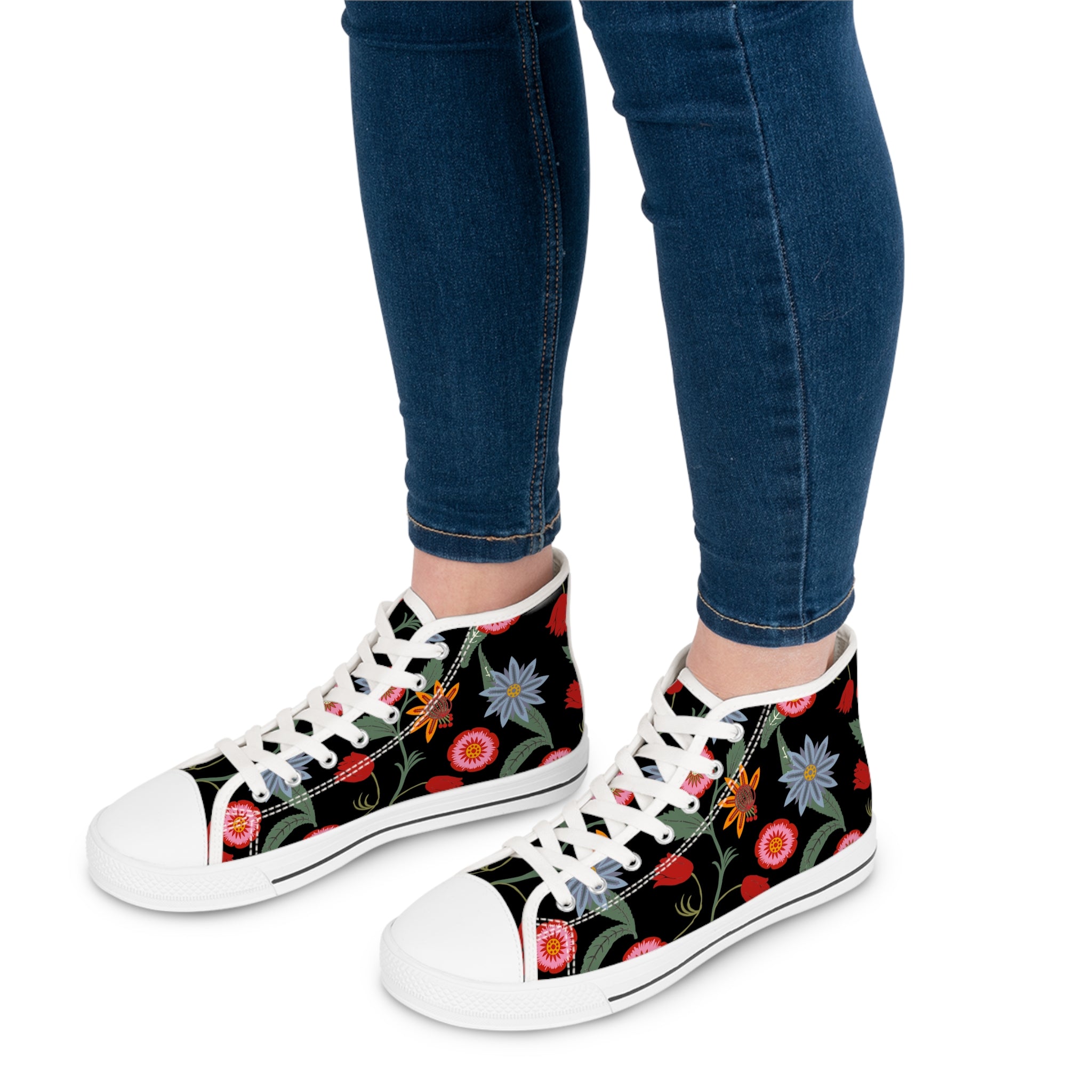  Women's Casual Wear Collection Stay Wild (Flowers) Women's High Top Sneakers, Ladies High-Tops Shoes