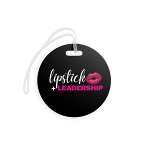 Lipstick + Leadership (Pink Sparkle Lips) Bag Tag, Makeup Lover Gift, Boss Babe Travel Tag Accessories Round-One-size The Middle Aged Groove