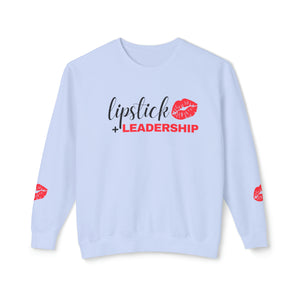 Lipstick + Leadership (Red Lips) Relaxed Fit Lightweight Crewneck Sweatshirt, Makeup Sweatshirt, Beauty Business Sweatshirt Sweatshirt Hydrangea-3XL The Middle Aged Groove