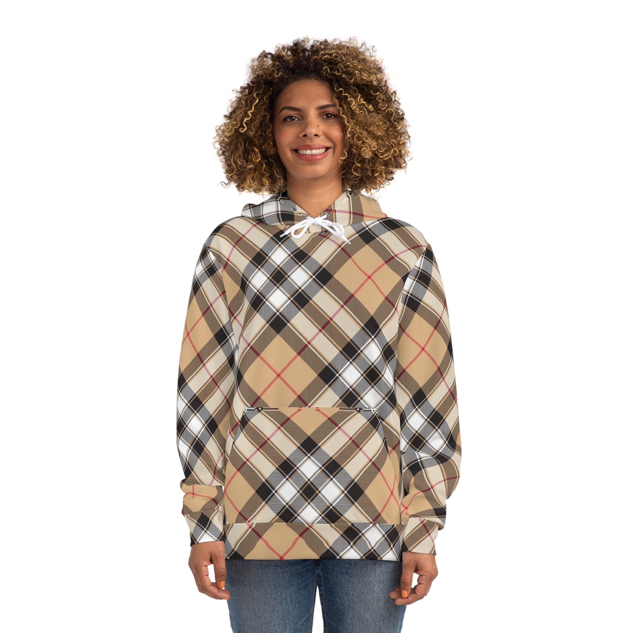  Groove Collection in Plaid (Red Line) Large Print Pullover Fashion Hoodie All Over Prints