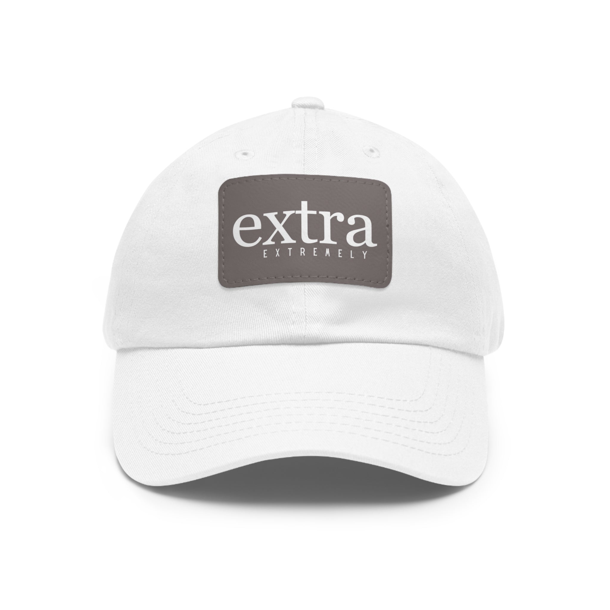 Extremely EXTRA Dad Hat with Leather Patch (Rectangle) Hats WhiteGreypatchRectangleOnesize The Middle Aged Groove