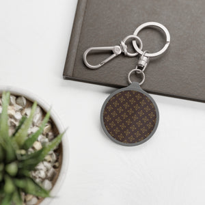 Groove Brown and Gold Icon Flowers Keyring Tag, Key Holder, Key Tag Organizer, Keyring Holder, Car Keychain Holder Accessories  The Middle Aged Groove