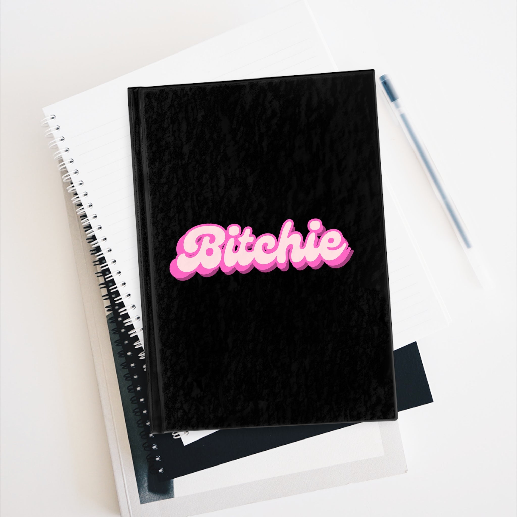 Barbie-Themed "Bitchie" Journal - Ruled Line (Black), Lined Notebook, Gratitude Journal