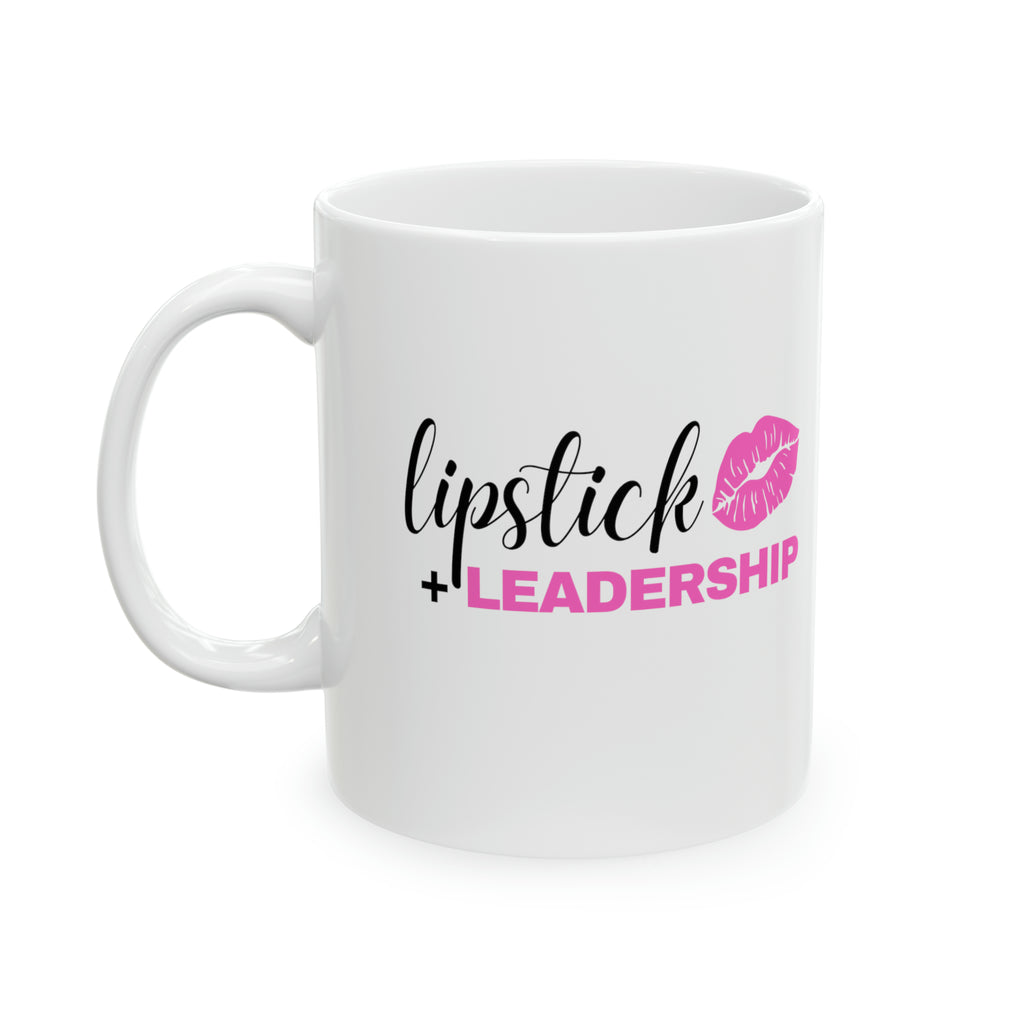 Lipstick + Leadership (Pink Lips) 11oz Coffee Mug, Makeup Themed Coffee Mug, Beauty Business Mug Mug 11oz The Middle Aged Groove