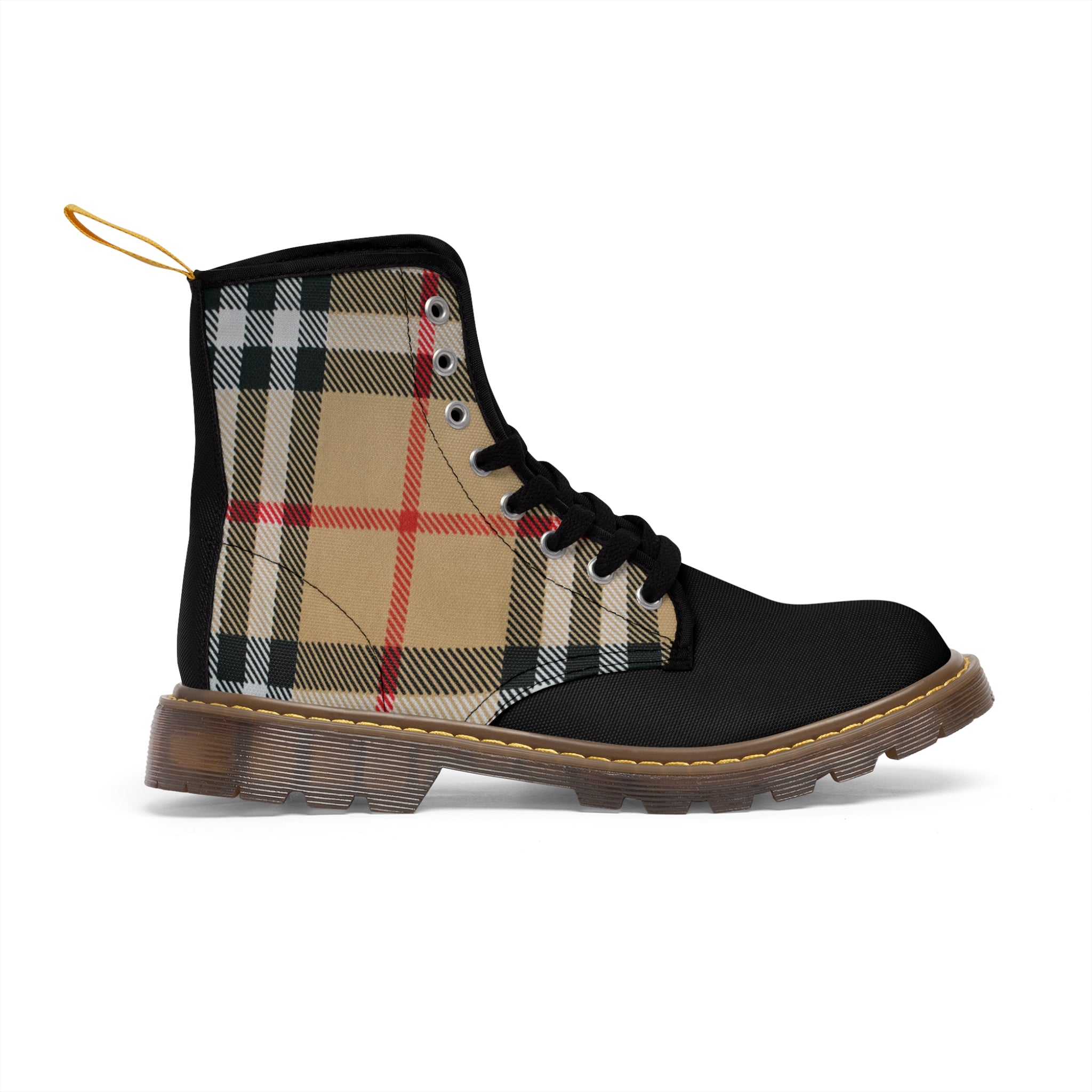  Groove Collection Dark Plaid Women's Canvas Boots BootsUS11Brownsole