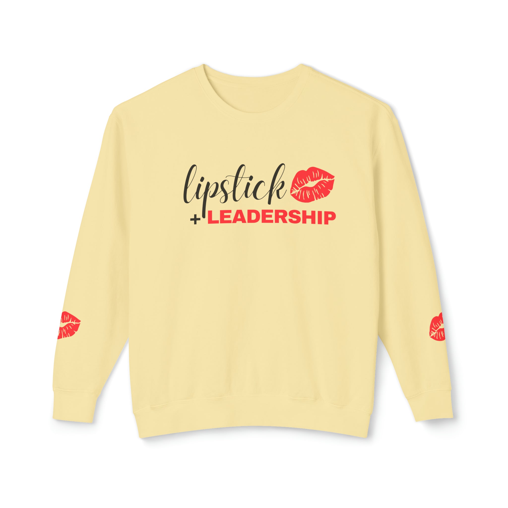 Lipstick + Leadership (Red Lips) Relaxed Fit Lightweight Crewneck Sweatshirt, Makeup Sweatshirt, Beauty Business Sweatshirt Sweatshirt  The Middle Aged Groove