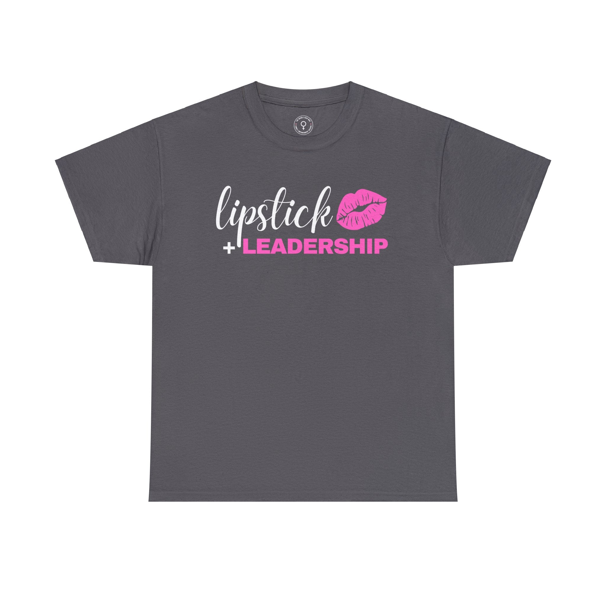Lipstick + Leadership (Pink Lips) Relaxed-Fit Heavy Cotton T-Shirt, Makeup Tshirt, Beauty Business Tshirt T-Shirt Charcoal-5XL The Middle Aged Groove