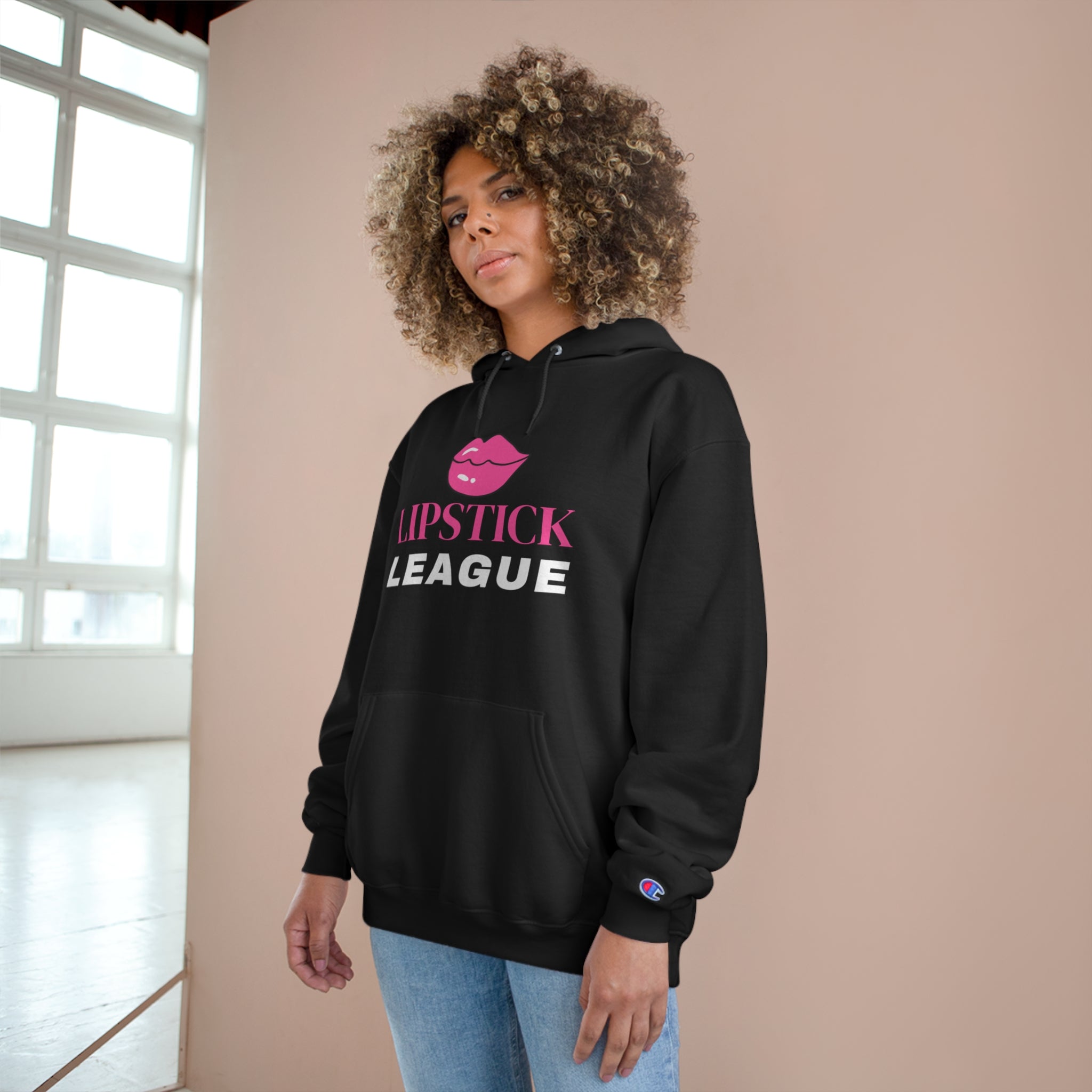 Lipstick League (Pink Lips) Relaxed Fit Champion Hoodie, Boss Babe Hoodie, Beauty Biz Hoodie  The Middle Aged Groove