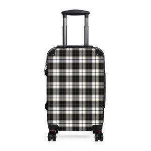 Abby Travel Collection Black and White Plaid Suitcase, Hard Shell Luggage, Rolling Suitcase for Travel, Carry On Bag Bags Small-Black The Middle Aged Groove
