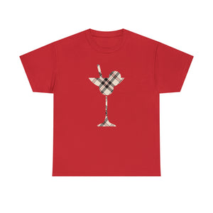  Abby Pattern in Beige and Red Martini Glass Unisex Relaxed Fit Heavy Cotton Tee, Graphic Loose Fit Tshirt T-ShirtRed5XL