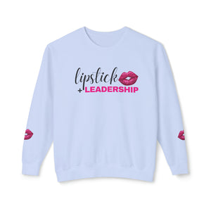 Lipstick + Leadership (Pink Sparkle Lips) Relaxed Fit Lightweight Crewneck Sweatshirt, Makeup Sweatshirt, Beauty Business Sweatshirt Sweatshirt Hydrangea-3XL The Middle Aged Groove