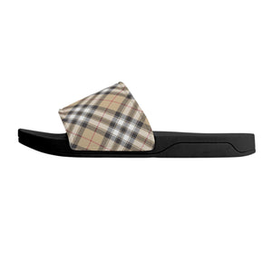 Groove Collection Beige Plaid (Red Stripe) Women's Slide Sandal Shoes