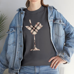  Abby Pattern in Beige and Red Martini Glass Unisex Relaxed Fit Heavy Cotton Tee, Graphic Loose Fit Tshirt T-Shirt
