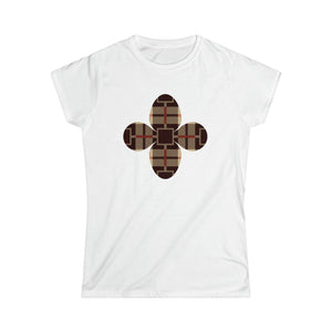 Abby Pattern Brown Abstract Flower Women's Softstyle Tee, Streetwear Fashion Tshirt