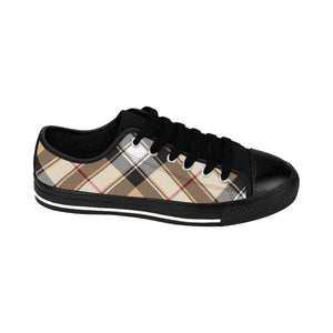  Groove Collection in Plaid (Red Stripe) Large Print Women's Low Top Canvas Shoes ShoesUS12Blacksole