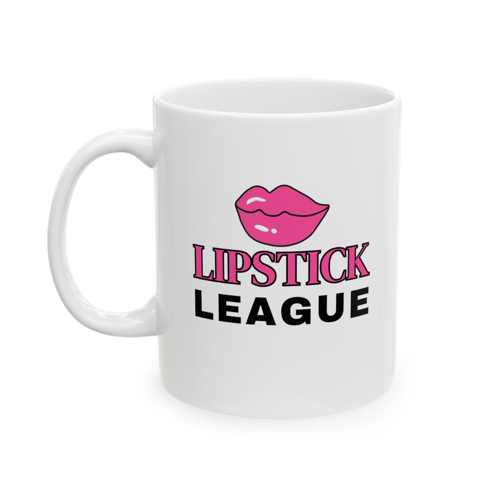 Lipstick League (Pink Lips) 11oz Coffee Mug, Makeup Themed Coffee Mug, Beauty Business Mug Mug 11oz The Middle Aged Groove