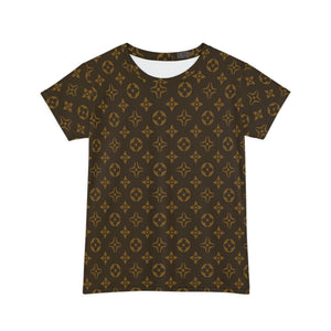  Abby Pattern Icons in Brown and Gold Women's Short Sleeve Shirt All Over Prints4XL