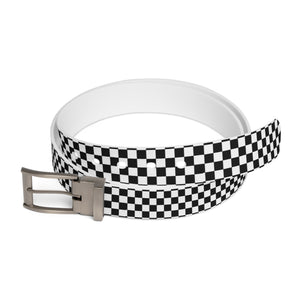 Check Mate in Black and White Unisex Fashion Belt, Luxury Women's Belt, Men's Belt, Cut-to-size Belt Accessories Gun-Metal-50 The Middle Aged Groove