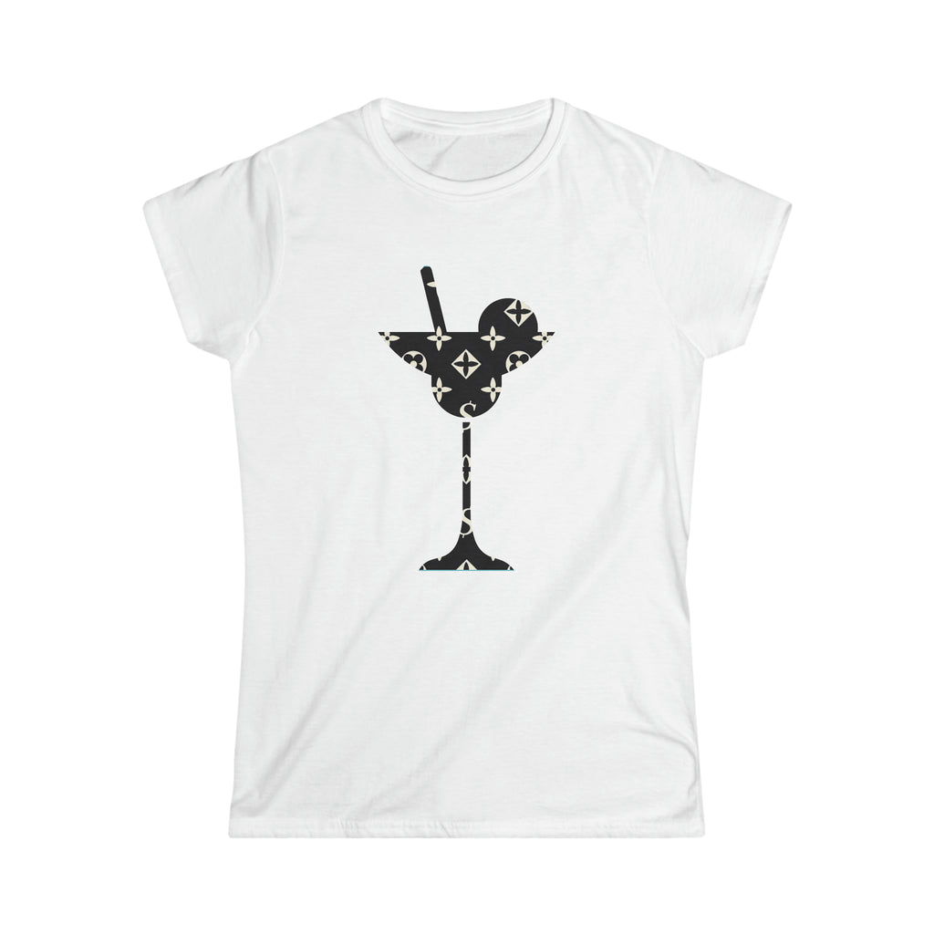 Abby Black and White Icons Martini Glass Women's Softstyle Tee T-ShirtWhite2XL