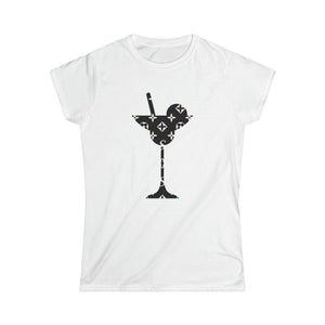 Abby Black and White Icons Martini Glass Women's Softstyle Tee