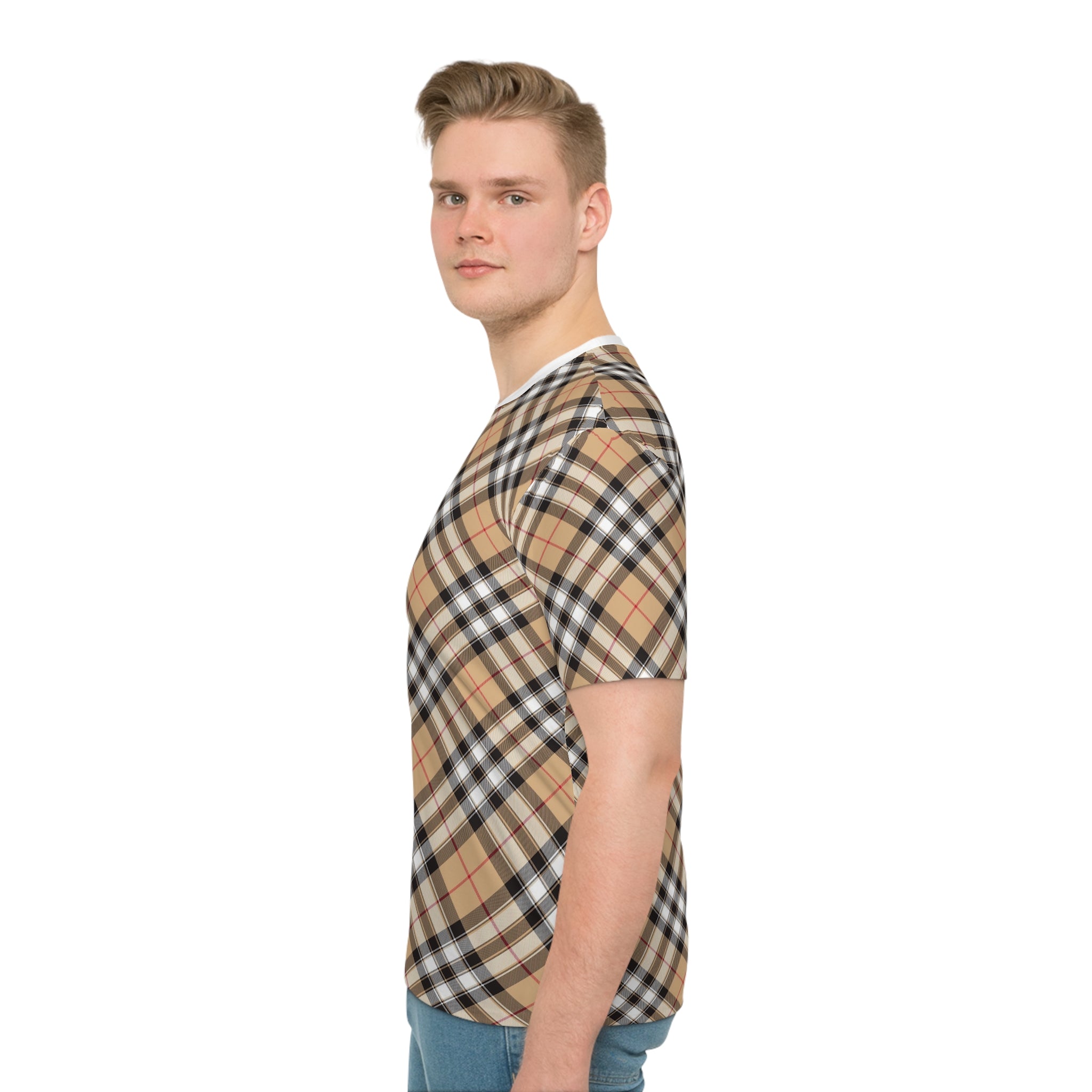  Groove Collection in Plaid (Red Stripe) Men's Loose T-shirt T-Shirts