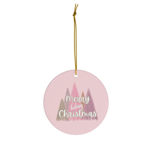  Light Pink Merry Fucking Christmas (Pink Trees) Ceramic Ornament, Sweary Christmas Ornament, Funny Porcelain Decoration, Holiday Decor Home DecorCircleOneSize