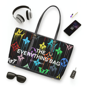 Casual Wear Accessories "Everything Bag" in Multicolour Paint Icons PU Leather Shoulder Bag in Taupe, Tote Bag