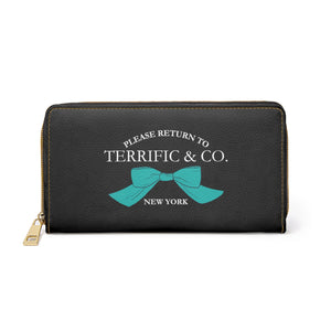 Please Return To Terrific and Co. (Bow) Designer inspired Ladies Wallet, Zipper Pouch, Coin Purse, Zippered Wallet, Cute Purse Accessories One-size-White The Middle Aged Groove
