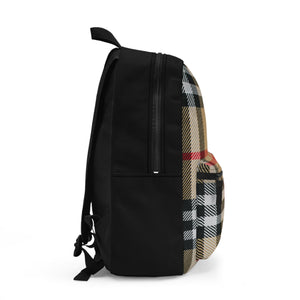  Groove Collection in Dark Plaid Backpack, Unisex Plaid Backpack Bags