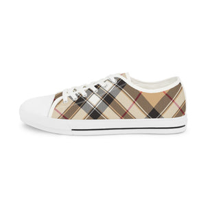 Groove Fashion Collection in Plaid (Red Stripe) Large Print Men's Low Top Sneakers