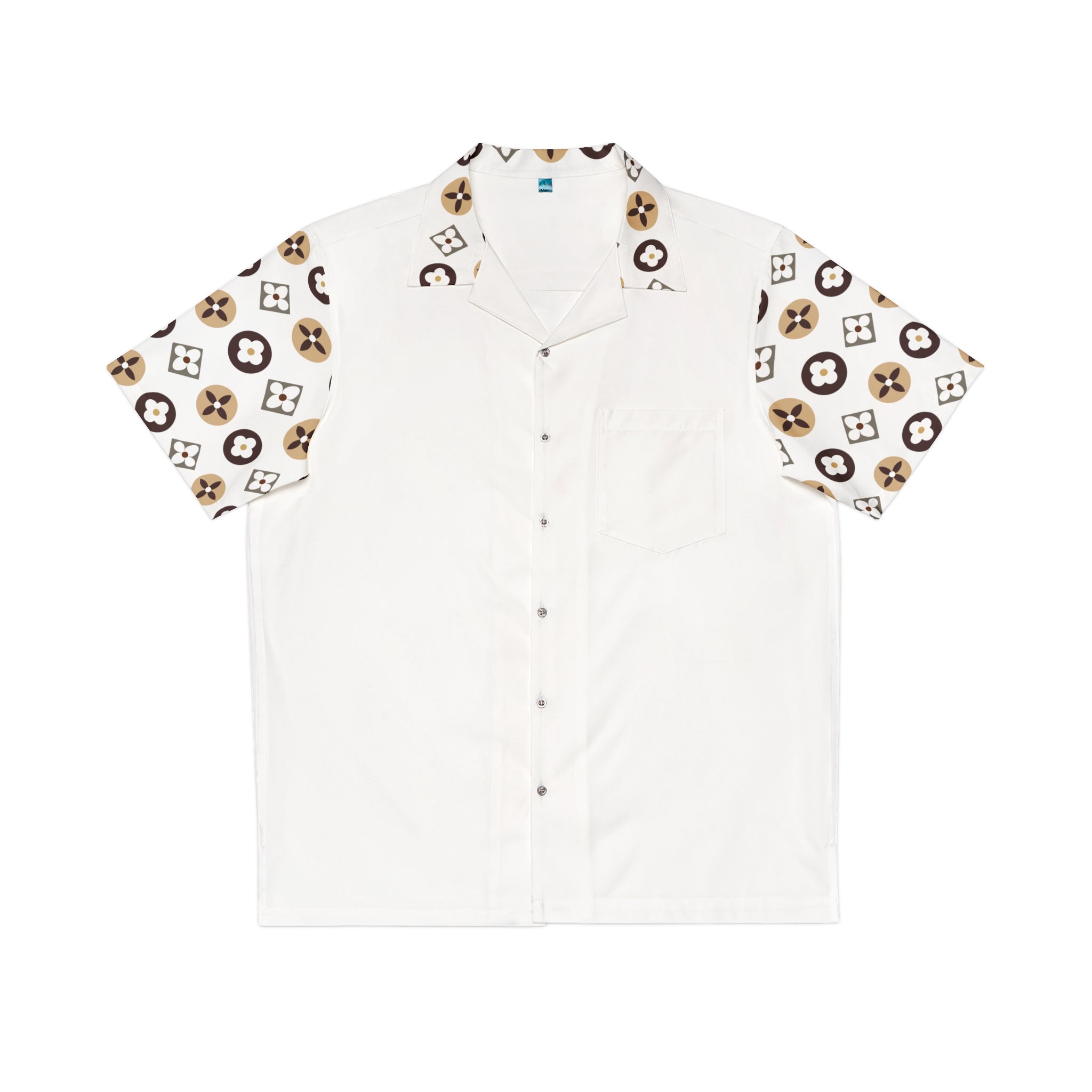 Groove Collection Trilogy of Icons Solid Block (Browns) White Unisex Gender Neutral Button Up Shirt, Hawaiian Shirt