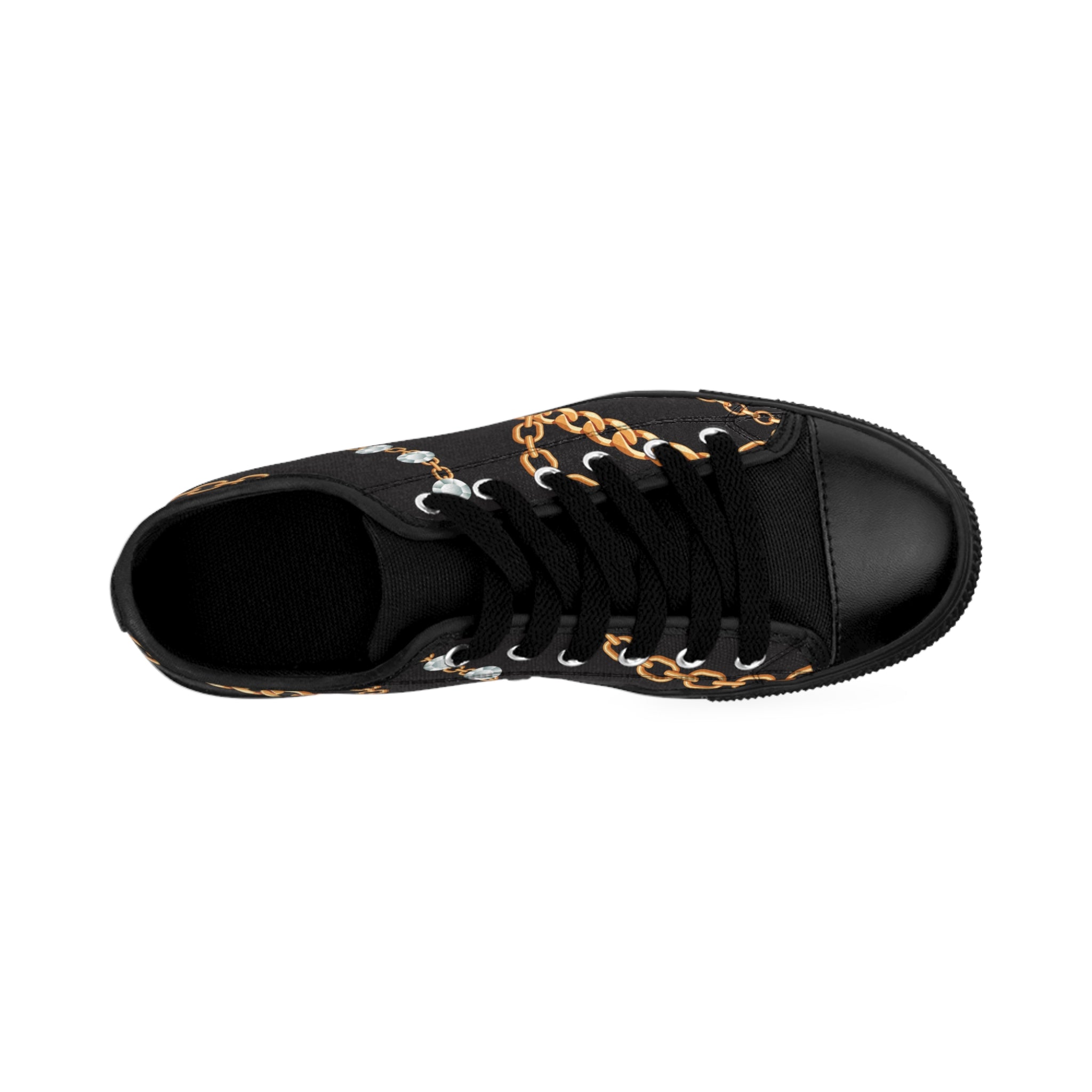 Designer Collection (Chains + Diamonds) Black Women's Low Top Canvas Shoes Shoes  The Middle Aged Groove