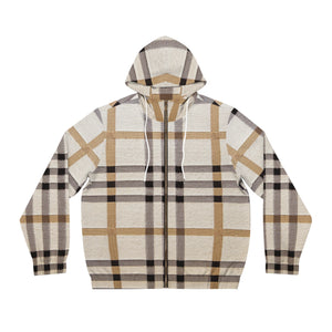 Designer Collection Plaid (Beige) Unisex Zip Hoodie All Over Prints  The Middle Aged Groove