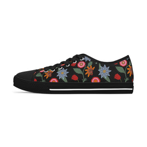  BOHO STAY WILD (Wild Flowers) Women's Low Top White Canvas Shoes Shoes