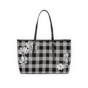 Casual Wear Accessories Check Mate in Gray (Flower) PU Leather Shoulder Bag in Dark Brown, Tote Bag