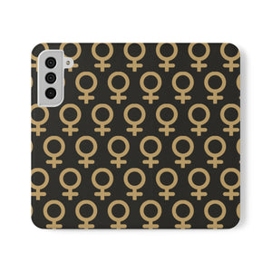 THE FUTURE IS FEMALE (Gold symbol) Feminist Flip Case Phone Case Phone Case Samsung-Galaxy-S22-Plus The Middle Aged Groove